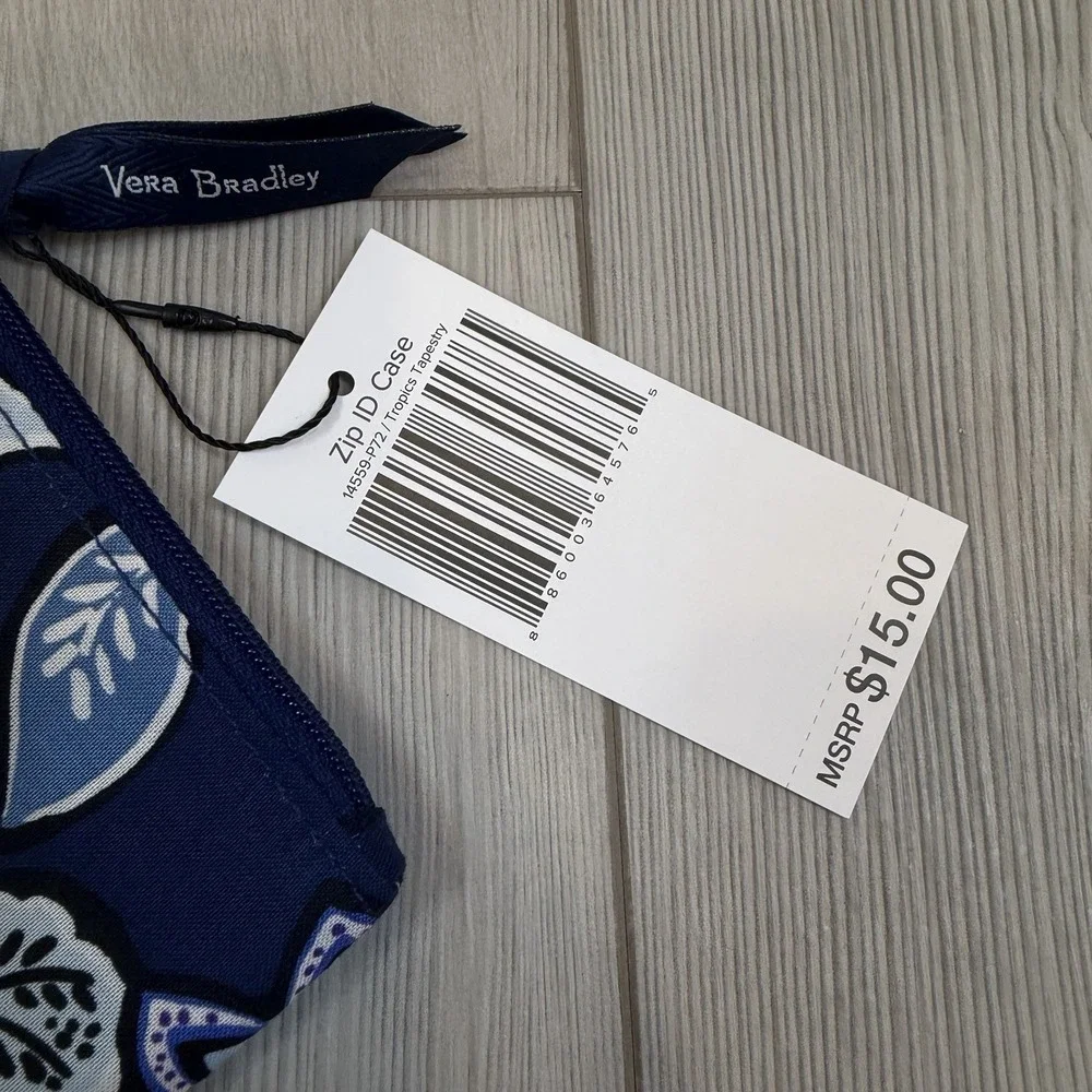 Vera Bradley TROPICS TAPESTRY Zip‎ ID Case NWT Blue